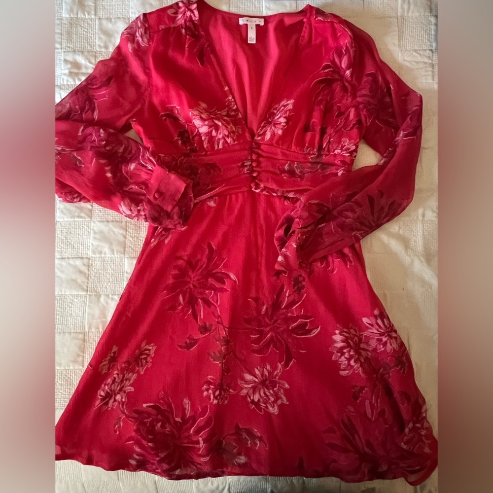 Elegant Floral Red Dress